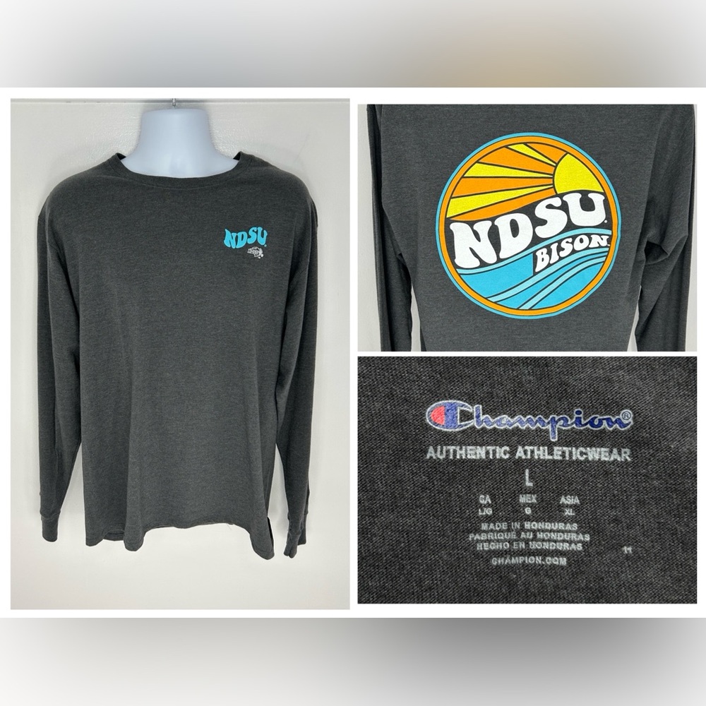 North Dakota State Bison NDSU Champion Shirt Size Large Collegiate Sunrise‎